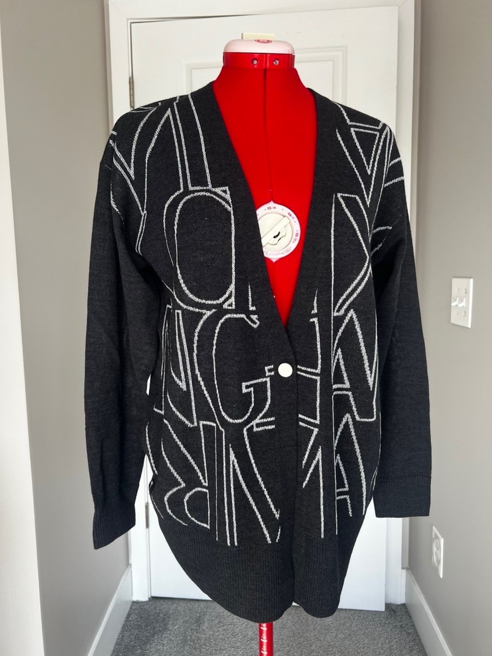 Armani Exchange Black Cardigan with White Contrast Lettering